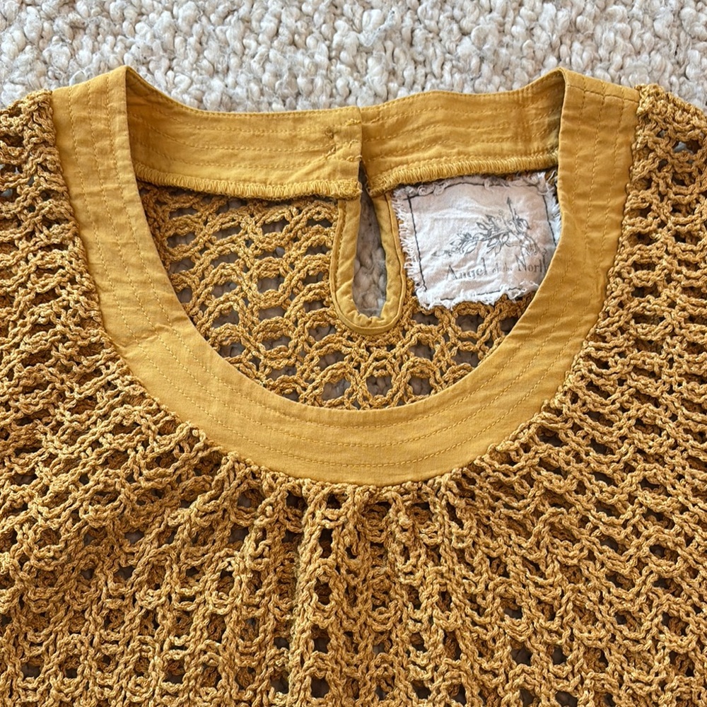 Anthropology Golden Yellow Crochet Blouse size small - Picture 2 of 5